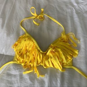 H20H! yellow fringe small/ xs bikini top!